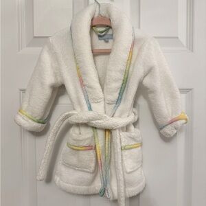 Hill House Kids White Robe with Rainbow Trim